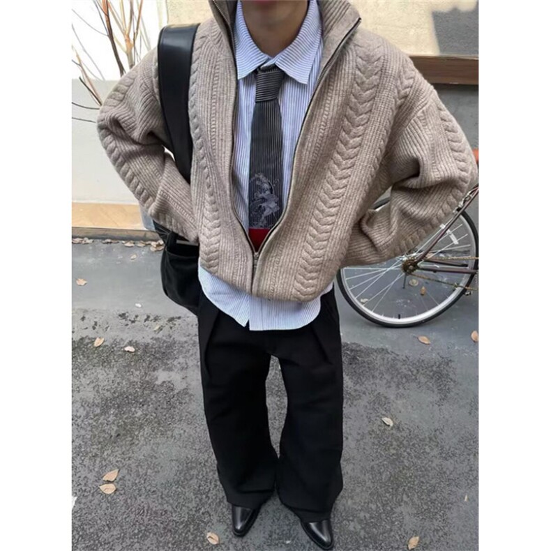 日系流行百搭时尚新款重磅北极绒开衫毛衣简约慵懒文艺MY62,男装针织衫/毛衣,星座1116A（原606A-3）