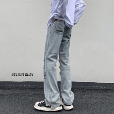 B221美式ins高街小众个性款拉链牛仔裤LK23018-P65控88，男装牛仔裤，电商B221