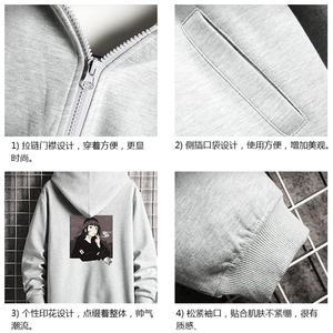 KS21122-P38 连帽开衫卫衣男运动外套大码班服 网格挂拍图片