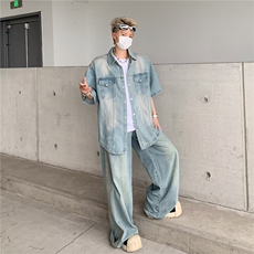 牛仔衬衫男士韩版潮流痞子帅气百搭夏季2024新款ins外套CY843-P59，男装衬衫，星座412-2