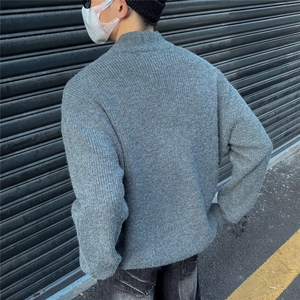 得物品质秋款男V领毛衣开衫道袍针织衫休闲外套M86 P72图片