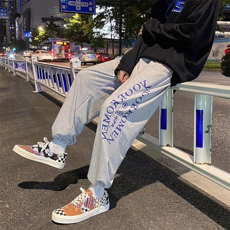 港风有型休闲裤男潮流宽松束脚裤运动印花卫裤NK08-P50,男装休闲裤,星座1501