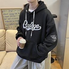 华夫格刺绣卫衣男春季连帽潮流外套ins潮牌宽松上衣W2610-P33，男装卫衣，星座512-2