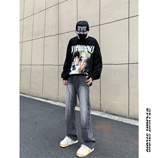 B221美式ins高街暗黑小众铆钉伐木裤牛仔裤LK23145-P65控88，男装牛仔裤，电商B221