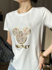 丝光棉短袖女夏季新款圆领宽松T恤ins超火冰丝透气亲肤显白上衣，女装T恤，元素羊绒