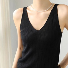 夏日V领套头冰爽吊带打底衫，女装背心吊带，唯若美羊绒