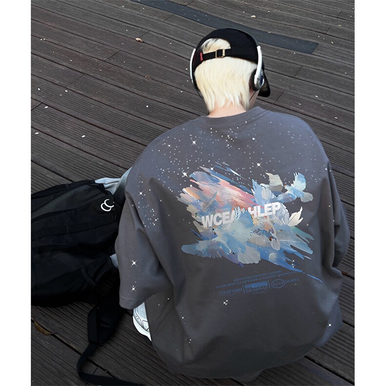 量大优供抖音视频支持得物配合二开美式满天星亮片短袖T恤MTX217,男装T恤,电商A486