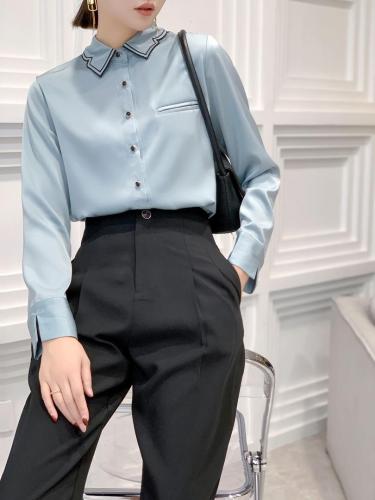 丝滑面料上衣尺码smLXL白兰黑,女装,E8