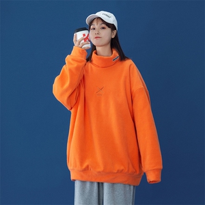 摇粒绒大码刺绣半高领加厚保暖打底衫长袖T恤W4160-P32【特价】图片
