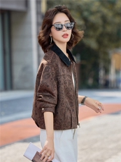 2025秋季新款时髦麂皮绒宽松休闲港风复古翻领潮流个性短外套，女装短外套，慕依路