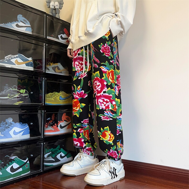 16潮风东北大花加绒裤宽松束脚阔腿裤棉裤潮XZ211-1-K2373-P55，男装棉裤，星座211-1