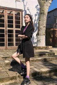 【现货】2021年夏季新款宽松显瘦长款半袖西装 166-XZ07P105图片