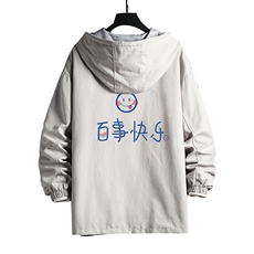 JK41183-P85加棉款-P115纯棉连帽夹克男士大码工装夹克男网格，男装夹克，电商A040A
