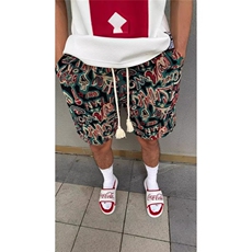 百搭无品牌流行夏威夷度假风满印休闲五分短裤男潮流时尚XXD32，男装牛仔裤，星座208-5