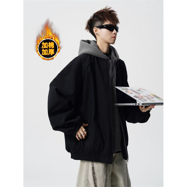 706-LK8185-P88特P现货冬季男士假两件连帽棉衣飞行加厚外套,男装棉衣,星座706