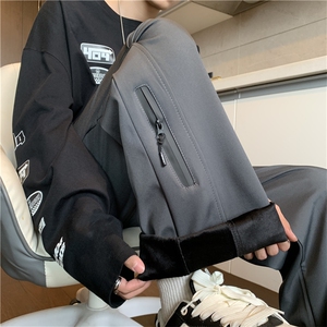 冲锋裤男冬季加绒保暖拉链登山裤痞帅宽松直筒休闲长裤 K7588-P42图片