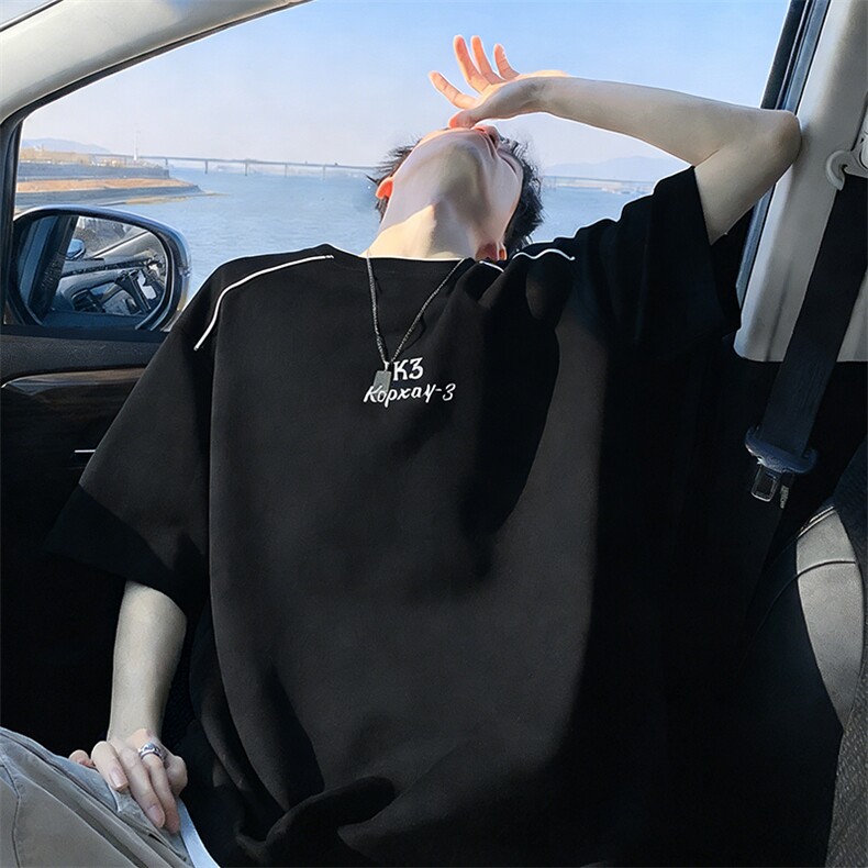 2026美式重磅冰感字母刺绣短袖T桖春夏DX2603特P28控59,男装T恤,电商B208