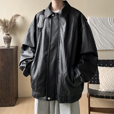 抖音直播！pu皮衣机车服宽松夹克男CP40-特p65控价：118，男装夹克，电商B371
