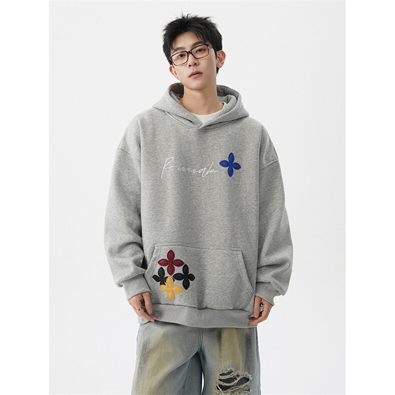 秋季美式小众情侣加厚外套宽松重工贴片刺绣连帽卫衣男潮WY22P78,女装短外套,电商D206-1