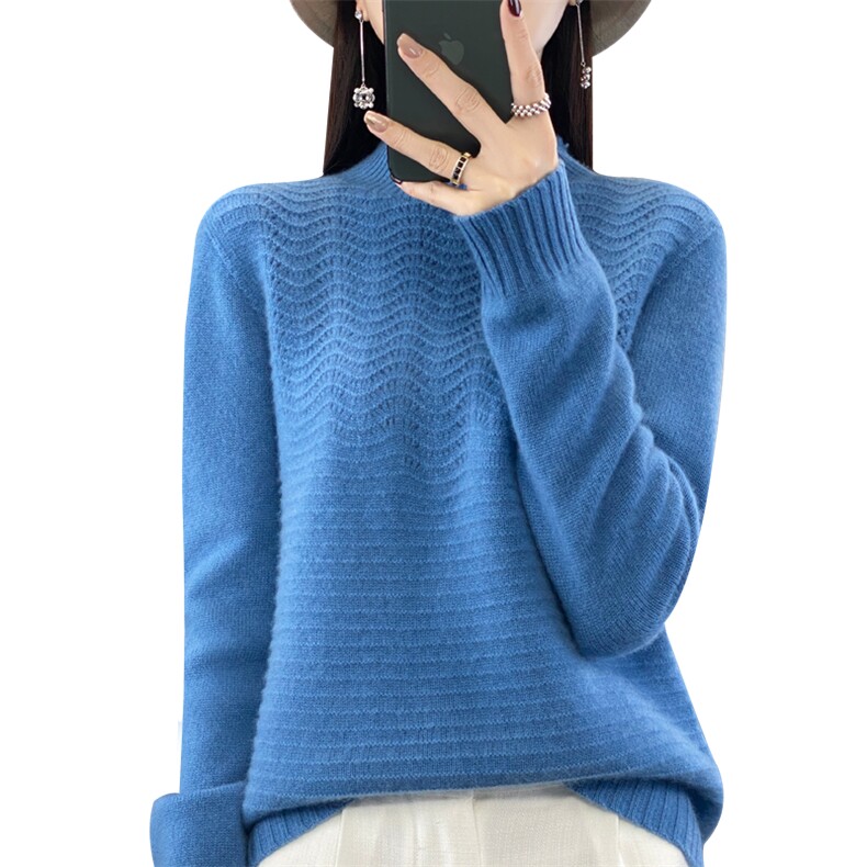 秋冬新款高领毛衣女宽松加厚韩版打底长袖燕麦针织衫潮,女装羊毛衫,大美人高端店