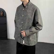 2026春装新款风皮衣夹克外套新中式大码唐装复古2515-P128，男装夹克，电商A057