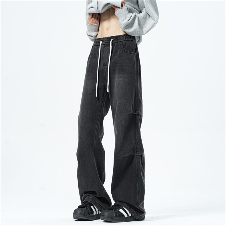 主推【S-4XL】现货！褶皱牛仔裤男水洗直筒裤子A080-8203-P65控88,男装牛仔裤,电商A080