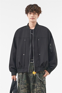 美式复古风棒球服夹克撞钉设计痞帅百搭休闲外套 J51339  TP65图片