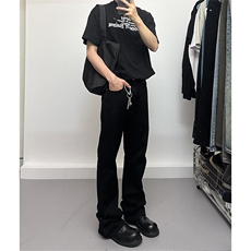 现货抖音得物品质黑色弹力修身直筒牛仔裤量大价格还可谈，男装牛仔裤，星座310A-4