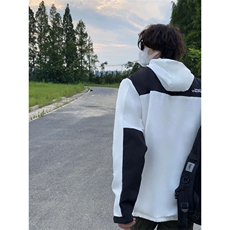 秋款工装连帽夹克潮流拼色宽松百搭户外冲锋衣外套JKS01-P65，男装夹克，星座1007（原301D）