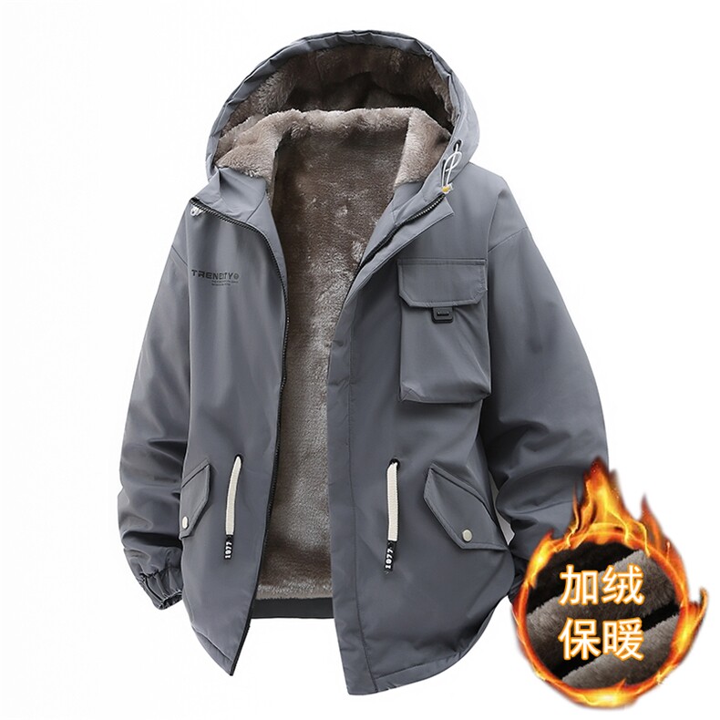 立体冬季外套加绒加厚潮牌夹克连帽宽松保暖派克服 A436-D201-P80图片