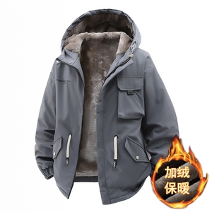 立体冬季外套加绒加厚潮牌夹克连帽宽松保暖派克服A436-D201-P80