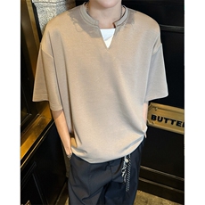 8XL-M特大码短袖男假两件五分袖高品质空气层宽松上衣DX321P35，男装T恤，电商D206-1
