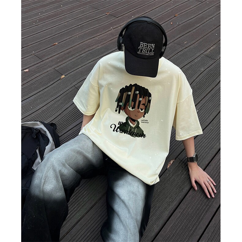 量大优供抖音视频支持得物配合二开美式满天星亮片短袖T恤MTX226,男装T恤,电商A486