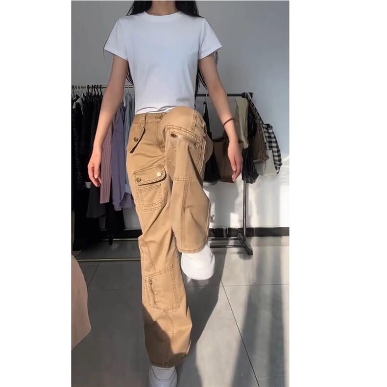 春秋无品牌常规美式微喇牛仔裤女拖地休闲长裤子直筒裤潮流高腰,男装牛仔裤,星座506A