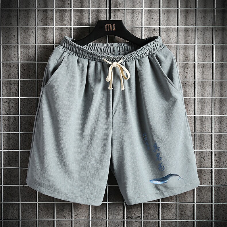 MK37261-P15冰丝短裤男士大码宽松休闲五分裤男运动中裤网格,男装休闲裤,电商A040A