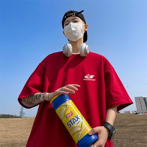 抖音得物二开 现货 220克夏装重磅美式高街宽松短袖t恤 MT205图片