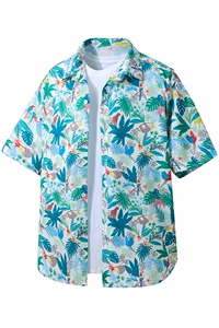 精品大码花男短袖夏季痞宽松上衣服外套翻领衬衫A012/C882C876P35图片