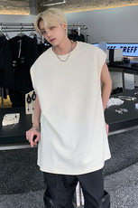 2023夏季新款男生背心纯色宽松无袖短袖T恤jk23265-p20-控38，男装T恤，星座605(原A050)