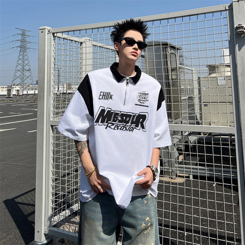 美式高街POLO衫男女韩版字母宽松百搭2025夏季insT恤WB466-P32，男装Polo衫，星座412-2