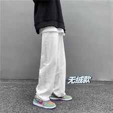 牛仔裤男秋冬加绒直筒宽松阔腿休闲长裤N264P38加绒45，男装牛仔裤，星座1116-2