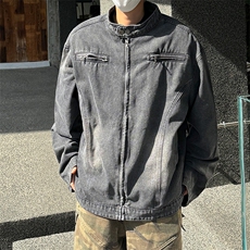 美式水洗立领牛仔外套潮牌机车设计感痞帅夹克，男装夹克，星座410-7