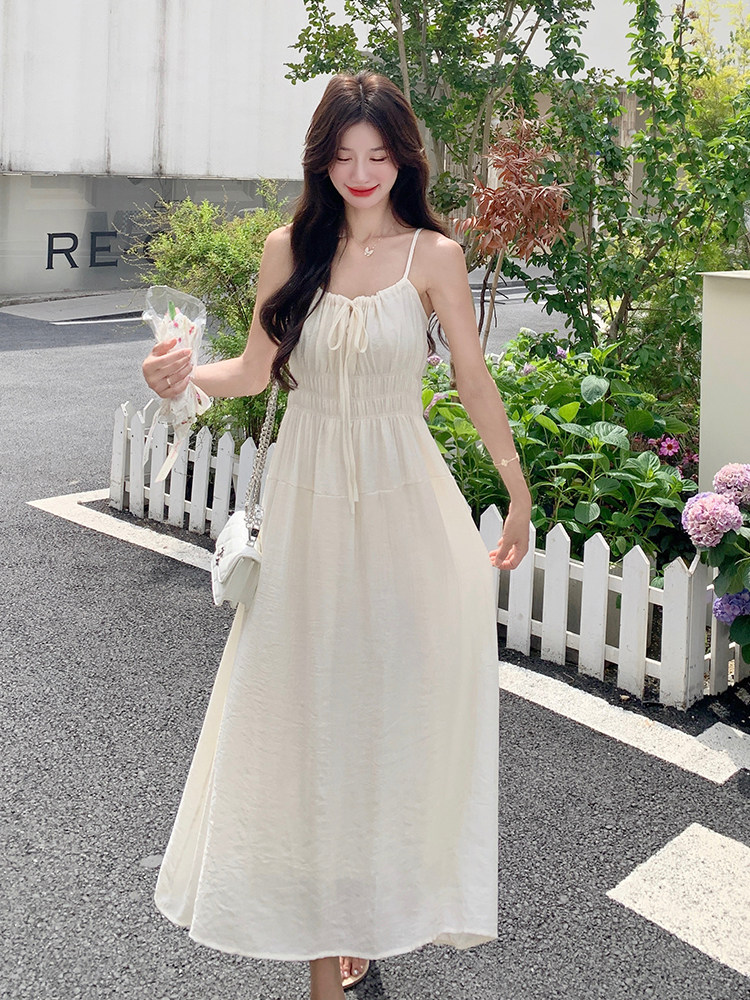 2025夏季新款小清新长裙子收腰显瘦超仙气质感时尚连衣裙套装,女装连衣裙,欣美人