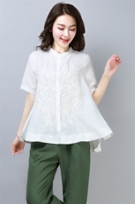 纯苎麻纯亚麻上衣文艺大码女装(A1-A56)，女装衬衫，奕阳依阁