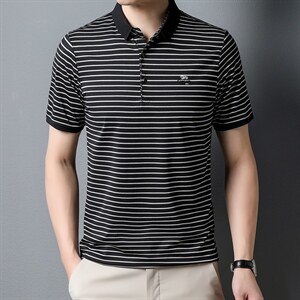 2023夏轻熟风刺绣翻领Polo衫意式小资翻领半截袖体恤,男装Polo衫,电商B212（原钱塘6029）