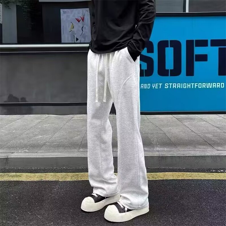 【现货】美式直筒卫裤男秋冬休闲运动裤斜切显腿长微喇裤W155P33,男装休闲裤,星座1112-1