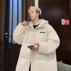 白色男士外套连帽宽松秋冬棉服面包服MY606P78直播，男装棉衣，星座1904A-1