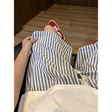 网图有货夏季小香风针织条纹直筒宽松五分裤男休闲短裤A669-P30，男装牛仔裤，星座1505