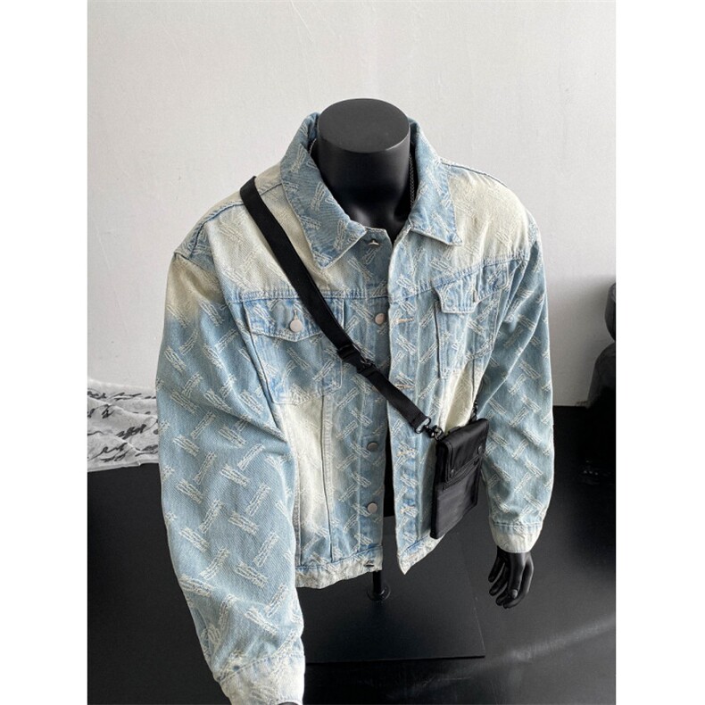 渐变提花毛刺男牛仔外套宽松工装夹克衫JK3572P78,男装工装外套,星座1013-1