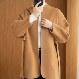 羊毛大衣女新款冬季韩版时尚流行羊毛呢子外套，女装双面呢大衣，召鑫羊绒双面呢