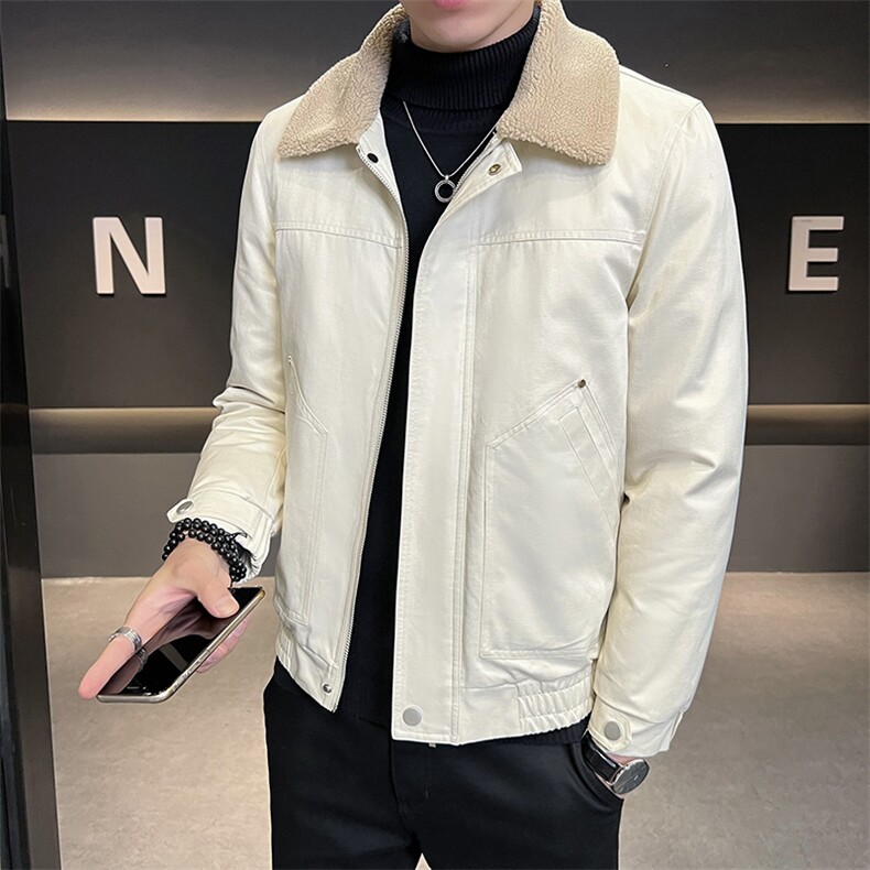 冬季新款羽绒服短款夹克羊羔毛领羽绒服标80绒带报告-8802,男装羽绒服,电商B248